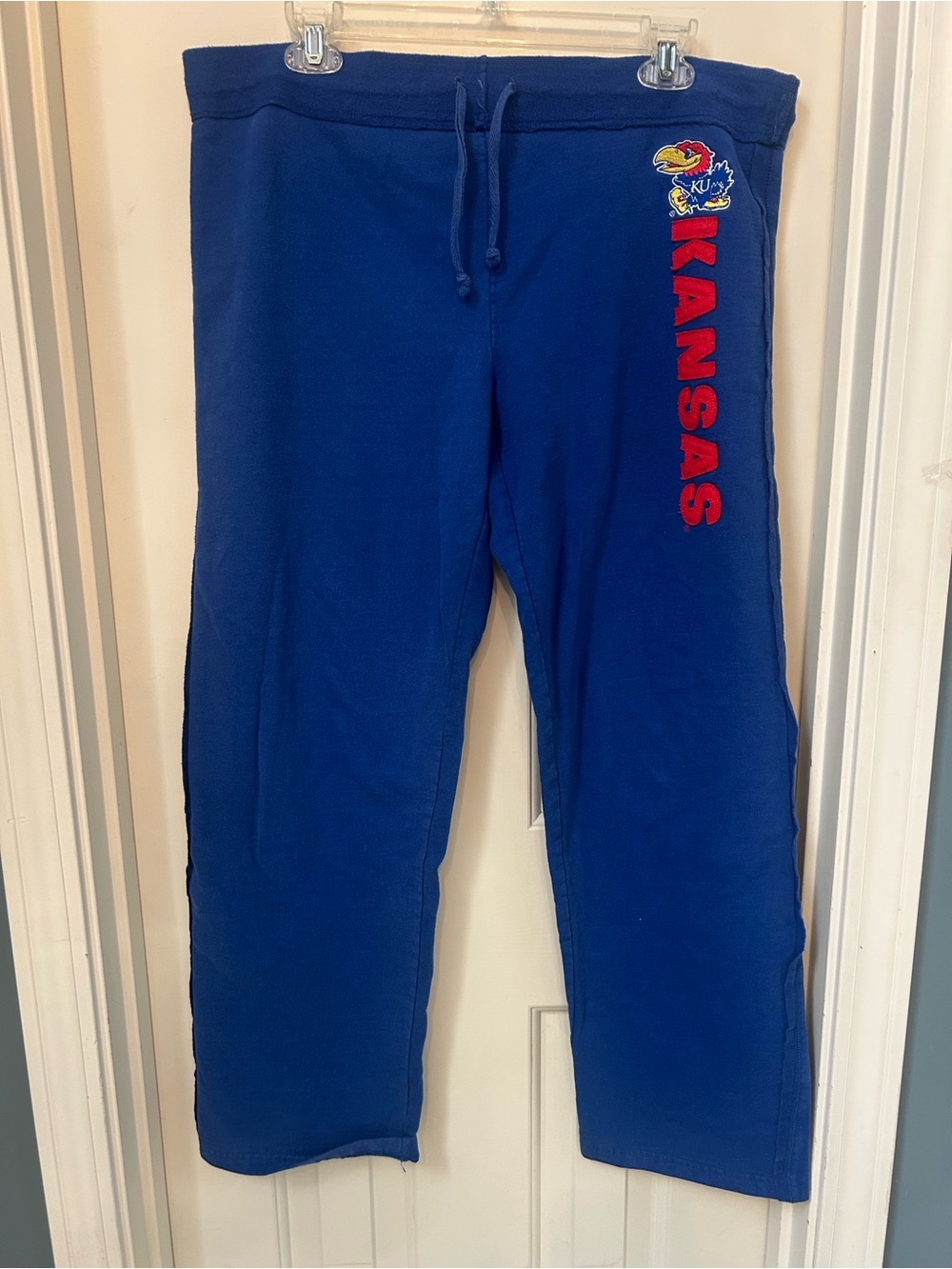 Kansas KU Jayhawks Women's Blue Logo Sweatpants with Drawstring